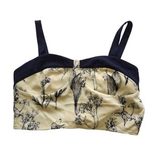 Cider Crop‎ Top Floral Sleeveless Size XL NWT Ivory Blue